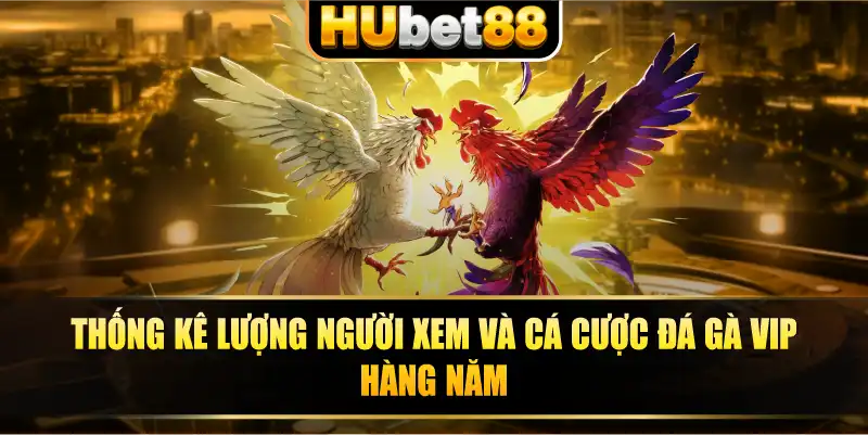 Thống kê lượng người xem và cá cược đá gà VIP hàng năm.